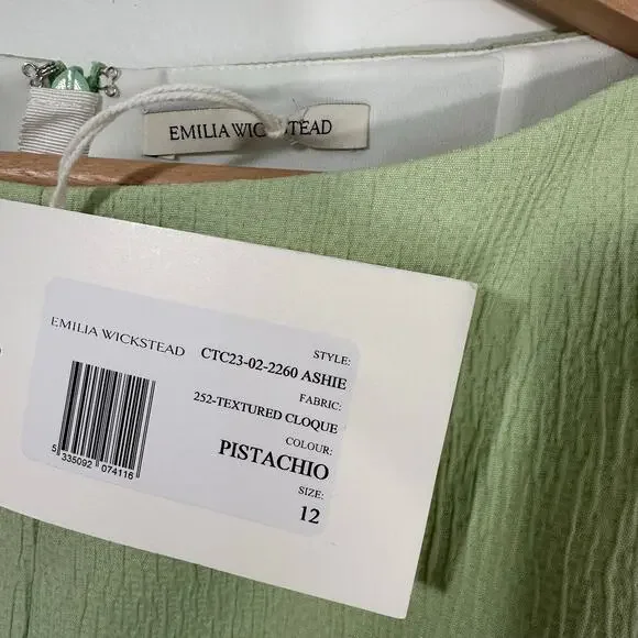 NWT Emilia Wickstead Ashie Dress Textured‎ CloquePistachio GreenSZ 8